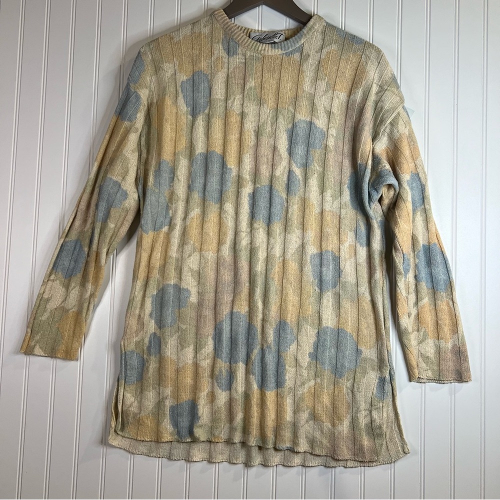 VTG Gabriella T. Italian Made Lightweight Knit Floral Sweater Pastel, Size L